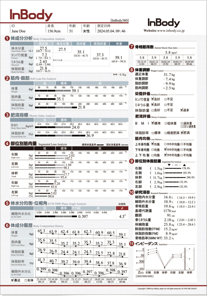 インボディ380結果用紙